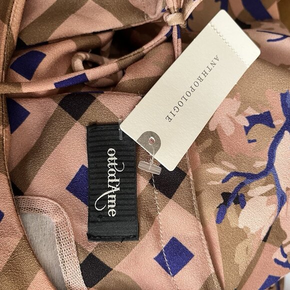 NWT Anthropologie Ottod'Ame Mara Tunic Dress Rose Gold/Navy Lng Sleeve Sz 8 Flaw - Picture 7 of 12